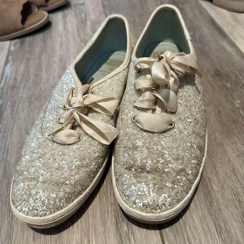 White glitter Kate spade keds